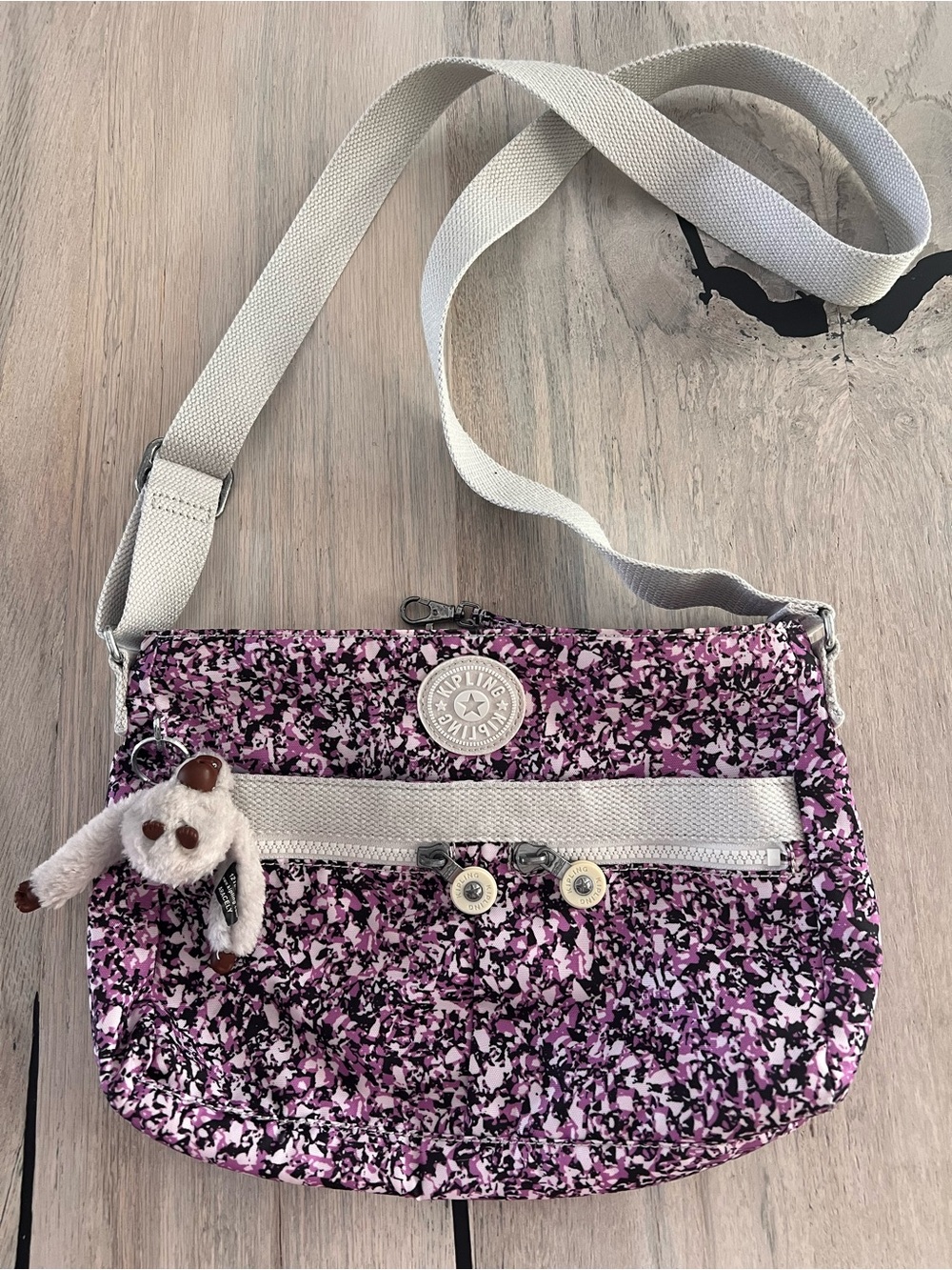 Kipling Angie Crossbody Bag Oceano Purple Breeze Nylon Shoulder Purse